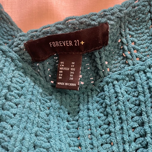 Turquoise one shoulder or off the shoulder crop sweater - Picture 2 of 2